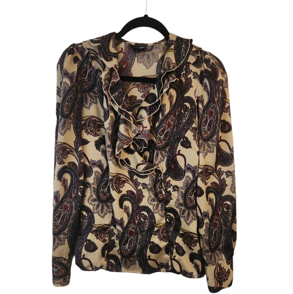 East 5th Baroque Women's Long Sleeve Ruffle Collar Blouse Size S